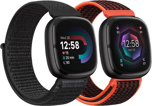 Miniatura 24 de Correas de nailon compatibles con Fitbit Versa 4/Sense 2/Versa 3/Fitbit Sense, correa de repuesto ajustable deportiva suave transpirable