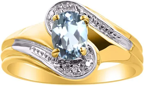 RYLOS Anillos para mujer chapado en oro de 14 quilates con piedras preciosas ovaladas de 0276 x 0197in y anillo de diamantes auténticos joyería de