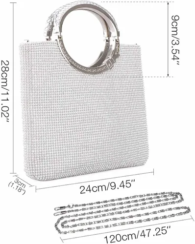 Miniatura 3 de KISSCHIC Bolsos de embrague para mujer bolso de cristal Rhinestone noche embrague bolsas para fiesta boda