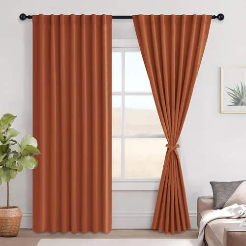 Miniatura 101 de Hiasan Cortinas opacas negras para dormitorio, cortinas opacas cortas de 45 pulgadas de largo, con aislamiento térmico, bolsillo para barra