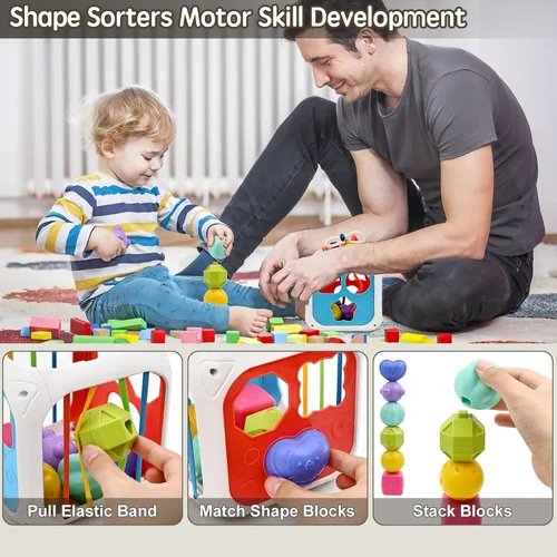 Miniatura 3 de AiTuiTui Juguetes sensoriales multifunción, cubo de actividades Montessori para bebé, clasificador de formas, aprendizaje temprano, juguetes