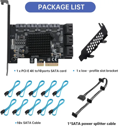 Miniatura 7 de Tarjeta PCI Express a SATA 3.0 de 2X 10 Puertos, Tarjeta de Expansión PCI Express a SATA III de 6Gbps, Chips ASM1166+JMB575