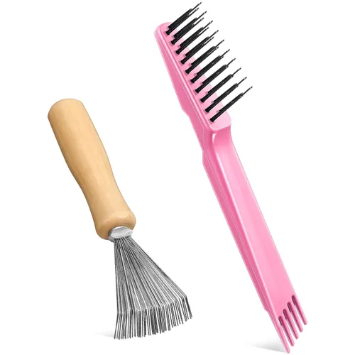 Miniatura 14 de Boao Paquete de 2 herramientas de limpieza de cepillos de pelo, rastrillo de peine 2 en 1 y limpiador de cepillos para eliminar el cabello, el polvo