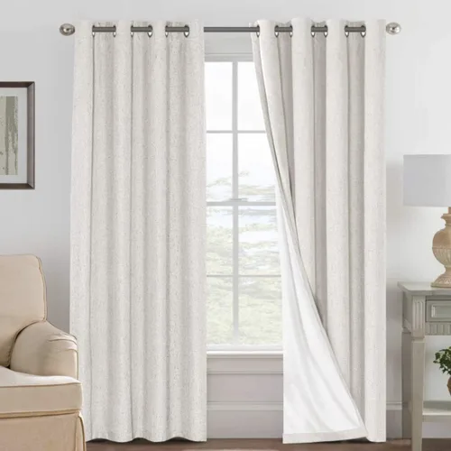 Miniatura 141 de H.VERSAILTEX Cortinas opacas de lino de 72 pulgadas de largo, 100% absolutamente opacas, con aislamiento térmico, con textura de lino, cortinas