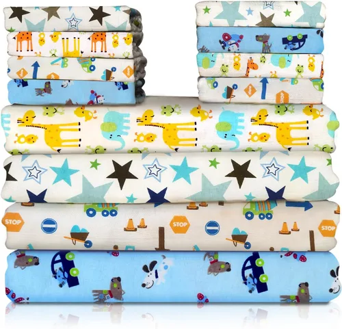 Miniatura 9 de Juego de manta y paños para bebé, 12 piezas de muselina de algodón para bebé, envoltura y paños de lavado unisex para niños y niñas, paquete de 4