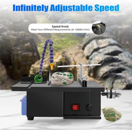 Miniatura 6 de Máquina facetadora de gemas, máquina multifuncional de tallado de jade de 1850 W, amoladora de mesa de jade, pequeña máquina de pulir y cortar