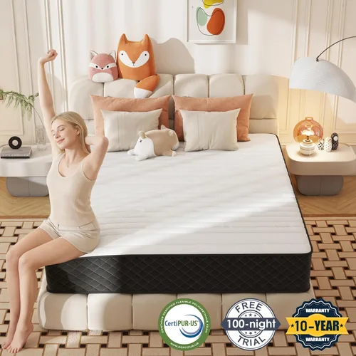 Miniatura 4 de Colchones individuales de 12 pulgadas con espuma viscoelástica híbrida de resortes internos, colchón de tamaño individual para máximo apoyo y alivio