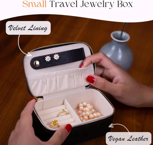 Miniatura 2 de Joyero de viaje personalizado con inicial, regalos personalizados con monograma para mujeres, regalos de propuesta de dama de honor, organizador