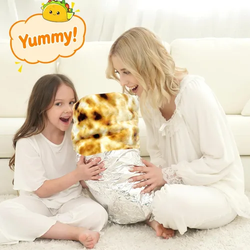 Miniatura 6 de CASOFU - Manta gigante con diseño de burritos de tortilla de harina, manta novedosa de doble cara para tu familia, manta de taco de franela suave