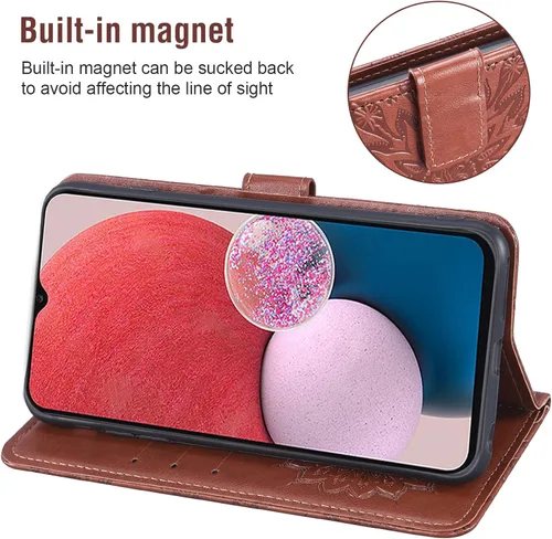 Miniatura 4 de Asuwish Funda de teléfono para Samsung Galaxy A13 LTE 4G con protector de pantalla de vidrio templado y funda delgada de cuero, soporte