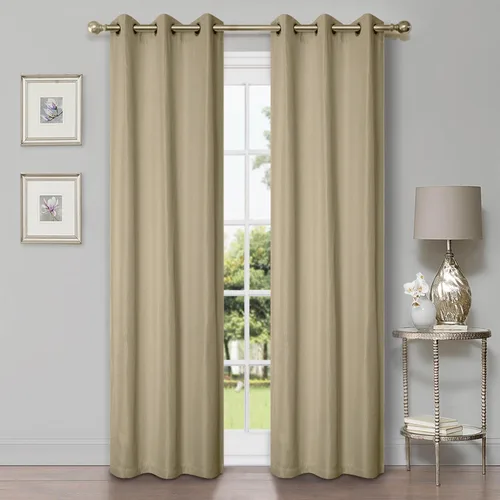 Miniatura 32 de Superior Juego de 2 cortinas opacas con textura de lino, par de paneles con aislamiento térmico con cabecera superior con ojales, cortinas clásicas