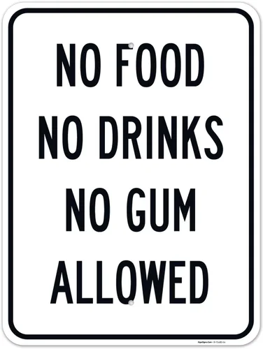 Miniatura 10 de Cartel de "No Food No Drinks No Gum Allowed", 10 x 7 pulgadas, calcomanías de vinilo de 4 mil, resistentes a la intemperie, fabricadas en Estados