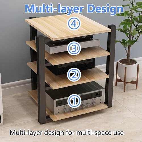 Miniatura 6 de Soporte para medios AV, estantería audiovisual, gabinete estéreo, torre de estante de audio, gabinete de consola de reproductor de discos, estantes