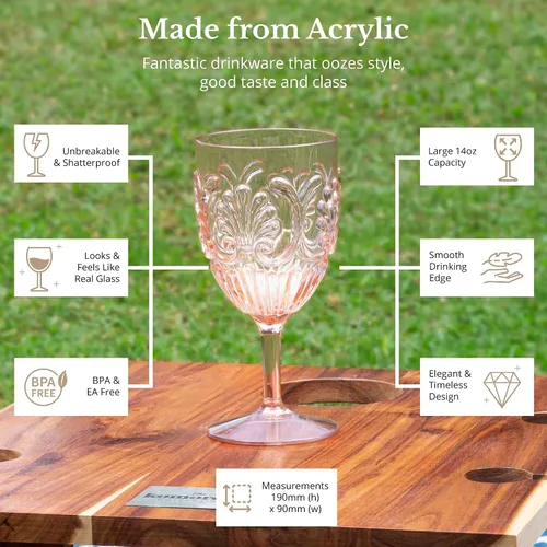 Miniatura 6 de Komorebi Copas de vino acrílicas inastillables, copas de plástico irrompibles, sin BPA y a prueba de caídas, elegantes vasos para uso en interiores