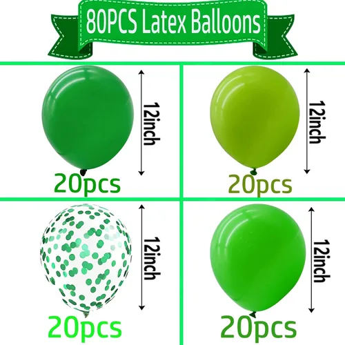Miniatura 6 de Globos verdes con globos de confeti, globos de látex de 12 pulgadas, 80 piezas para decoración de bodas, cumpleaños, baby shower, fiestas
