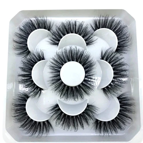 Miniatura 30 de 5 pares de pestañas postizas de visón 3D de 0.98 pulgadas a granel, con caja personalizada, pestañas postizas naturales finas al por mayor (ML-07)