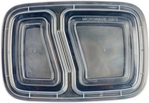 Miniatura 15 de Asporto - Cajas para llevar con compartimentos de 32 onzas, 50 recipientes para preparar comidas para microondas, 2 compartimentos, con tapas