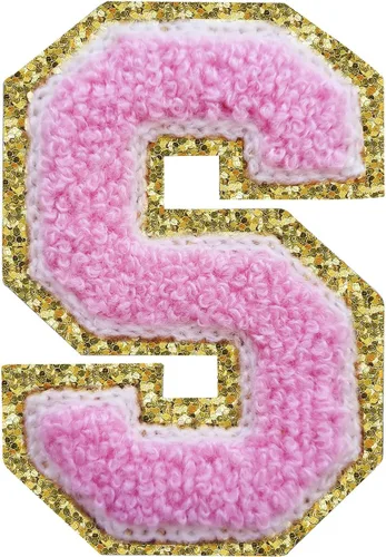 Miniatura 96 de SPRT - Parches de letras de chenilla universitaria con purpurina, parche de letras blancas para planchar con letras del alfabeto para disfraz