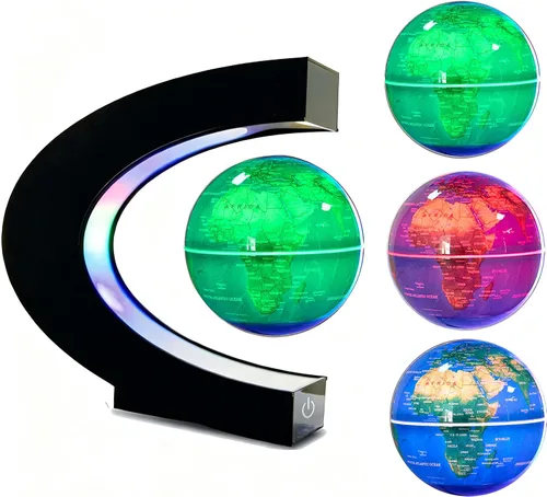 Miniatura 12 de Magnetic Levitation Floating Rotating World Globe with LED Frame Lights, C Shape Levitating Globe, Touch Switch Night Light, Cool Tech Gifts for Men