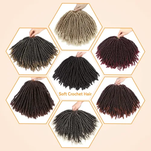 Miniatura 7 de WIGNEE Cabello de Ganchillo 120 Hebras Locs Sintéticos 8 Pulgadas Locs Suaves Pre-Trenzados 6 Paquetes Cabello de Ganchillo Pre-Anudado para Mujeres