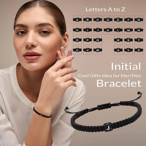 Miniatura 3 de Pulseras con iniciales para mujeres y hombres, regalos para ella, adolescente, mejor amiga, cumpleaños, graduación, delicadas pulseras trenzadas