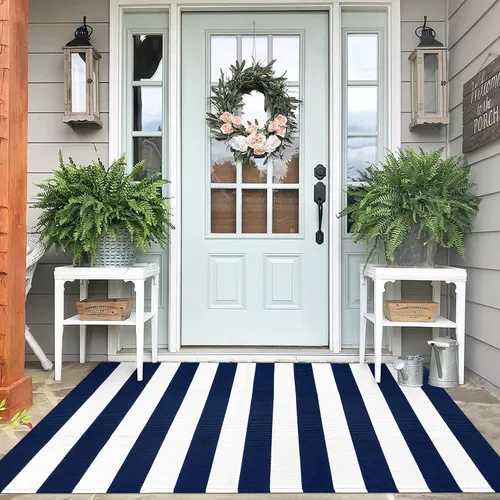 Miniatura 65 de IOHOUZE Alfombra Rayada Gris y Blanca - 27.5" X 43" Tapetes para Puerta Delantera al Aire Libre, Alfombra Lavable para Decoración de Porche