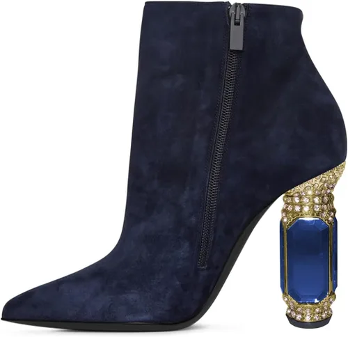 Miniatura 37 de FSJ Botas de tacón alto con punta puntiaguda para mujer, con tacón alto, con cremallera lateral brillante, estilo casual, para uso diario, zapatos