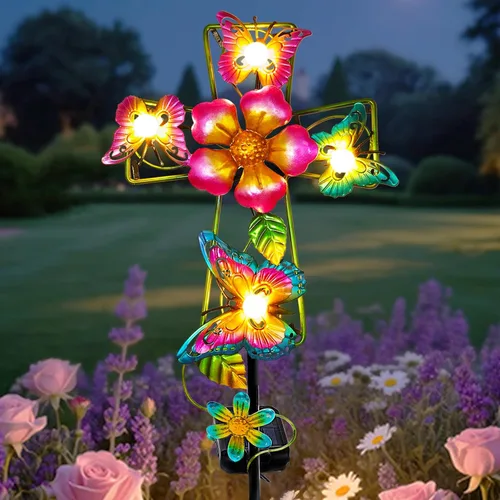 Miniatura 13 de YJFWAL Luz Solar de Estaca de Jardín con Cruz de Cristal, Decoraciones de Cementerio para Luces Exteriores de Tumba, Regalos Conmemorativos