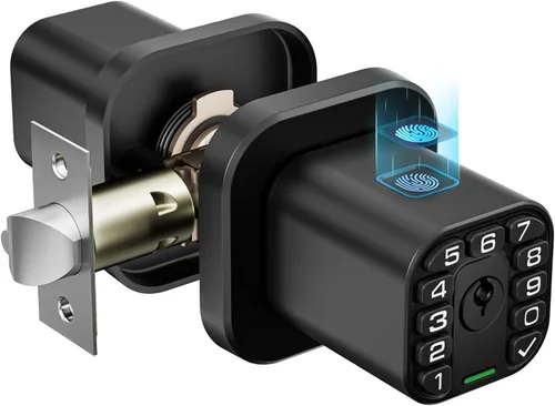 Miniatura 12 de Richelock Pomo de puerta de huellas dactilares, cerradura biométrica inteligente con teclado, perilla de puerta de código de entrada sin llave
