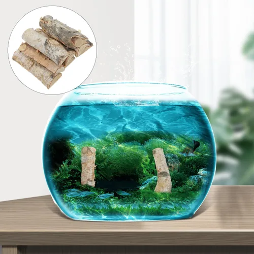 Miniatura 7 de EXCEART Madera decorativa para pecera, 8 bloques de abedul natural únicos para fiestas de Navidad, manualidades, accesorios de fotos y decoración