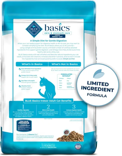 Miniatura 2 de Blue Buffalo Basics - Alimento seco para gatos sin granos, cuidado de la piel y el estómago, dieta de ingredientes limitados para gatos