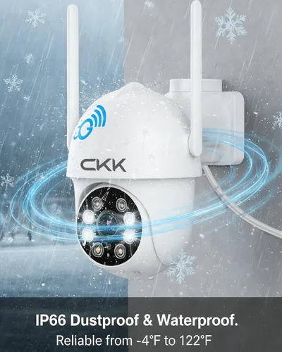 Miniatura 6 de CKK - Cámaras de seguridad 2K para exteriores, 2.4G/5G, cámaras de seguridad inalámbricas para el hogar, 360 PTZ, detección de movimiento PIR