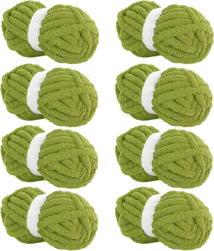 Miniatura 44 de HOMBYS Hilo de Chenille Grueso Carbón para Crochet, Hilo Grueso Espeso y Esponjoso para Tejer, Hilo Súper Grueso para Tejer Mantas a Mano, Hilo