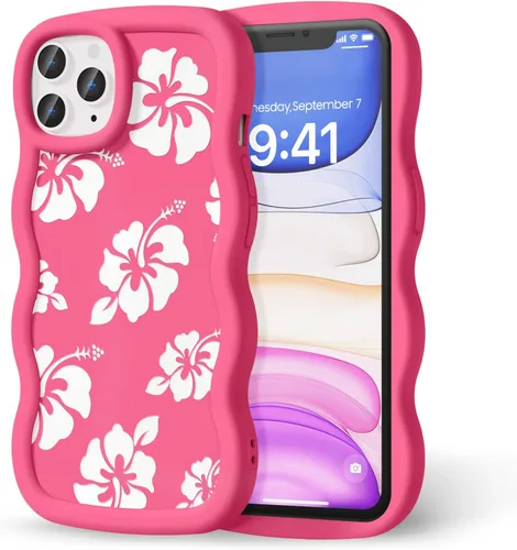 Miniatura 266 de Compatible con iPhone SE/8/7 Funda para Mujeres y Niñas, Marco Ondulado Rizado con Patrón Lindo, Estética Delgada Suave Silicona TPU Parachoques