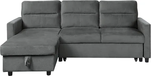 Miniatura 5 de Lilola Home Ivy - Sofá cama modular reversible de terciopelo de 82 pulgadas con diván de almacenamiento, sofá extraíble en forma de L que ahorra