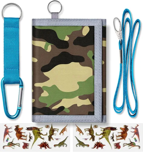 Cartera para niños y niñas billetera triple para niños de 4 a 18 años cartera para niños pequeños con bolsillo para monedas con cremallera y 8