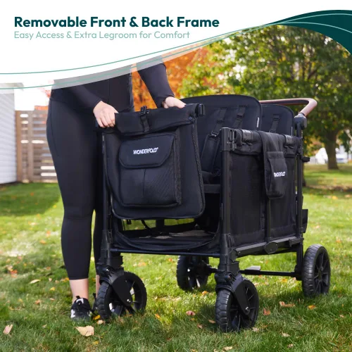 Miniatura 5 de WONDERFOLD W4 Luxe Pro Cochecito tipo vagón (4 plazas) - Cochecito tipo vagón plegable con asientos que cuentan con arneses de seguridad de 5 puntos