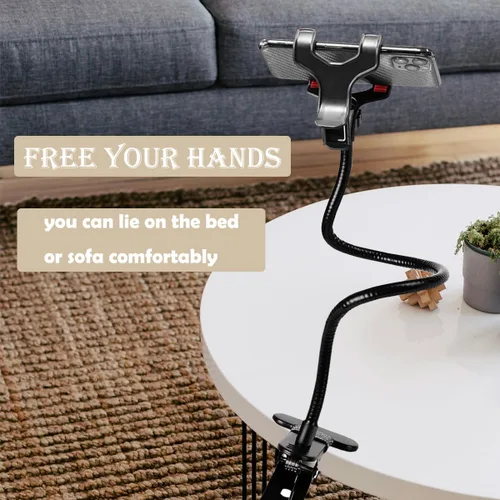 Miniatura 2 de Selfdee Soporte para teléfono celular, soporte de pereza, rotación de 360 grados, soporte universal con brazos largos flexibles, montaje en clip