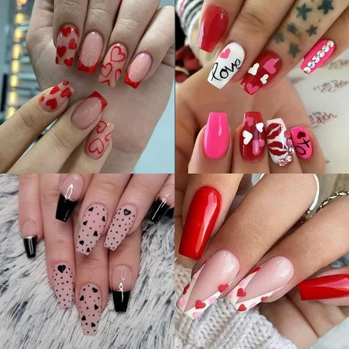 Miniatura 6 de Calcomanías de uñas con diseño de corazón y amor con brillo, calcomanías de uñas de San Valentín autoadhesivas 3D, diseño de uñas de corazón