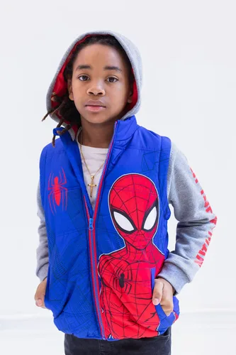 Miniatura 5 de Marvel Spider-Man - Chaleco con cremallera 2fer para niños pequeños y grandes