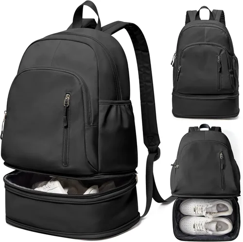 Mochila de gimnasio para mujer, pequeña bolsa de gimnasio con compartimento para zapatos, mochila impermeable para deportes con bolsillo húmedo y