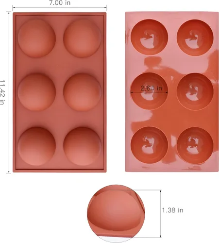 Miniatura 7 de homEdge Molde de silicona grande de 6 cavidades, 3 paquetes de moldes para hornear para hacer bombas de chocolate caliente, pasteles, gelatina