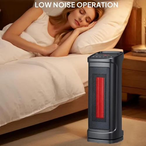 Miniatura 5 de Bonnlo Calentador de torre de 17 pulgadas de alto con control remoto, calentador de espacio portátil de 1500 W con oscilación de 70°, temporizador