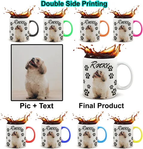 Miniatura 3 de Juego de tazas personalizadas con imagen y nombre: Tazas personalizadas de porcelana a juego para compromiso de boda, boda, San Valentín, novio