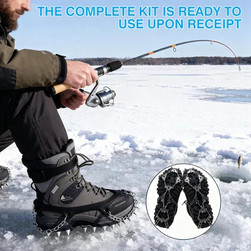 Miniatura 3 de Hikary Juego combinado de caña de pescar en hielo y carrete, kit completo portátil de carbono con bolsa de aparejos, plantillas de hielo, tacos