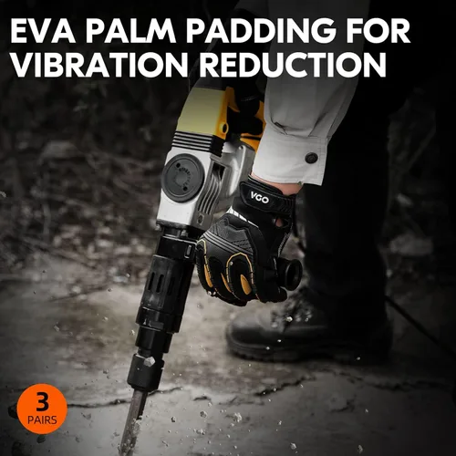 Miniatura 5 de Vgo - 3 pares de guantes sintéticos para protección de impactos, para mecánicos y perforadores, alta destreza, reduce vibraciones, compatibilidad