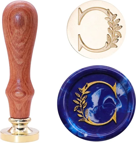 Miniatura 34 de SWANGSA Kit de Sello de Cera con Inicial del Alfabeto H, Sello de Sellado de Letras con Hojas Botánicas Elegantes Vintage con Perlas de Cera