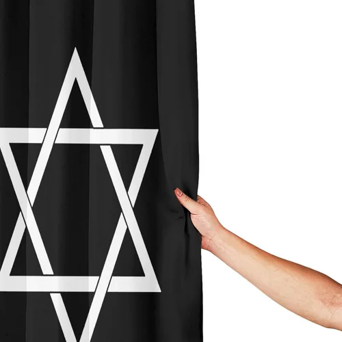 Miniatura 4 de Star of David - Cortina de ducha con ganchos, tela impermeable, juego de cortina de ducha para baño, duchas y bañeras, 72 x 72 pulgadas