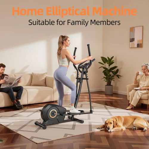 Miniatura 9 de Elliptical Exercise Machine for Apartments and Homes,8 Levels of Magnetic Resistance,15.5-inch Stride Elliptical Machine, and Supports Users up to