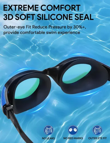 Miniatura 2 de Gafas de natación para adultos, antiniebla, anti rayos UV, sin fugas, visión clara, gafas de natación para hombres y mujeres, unisex